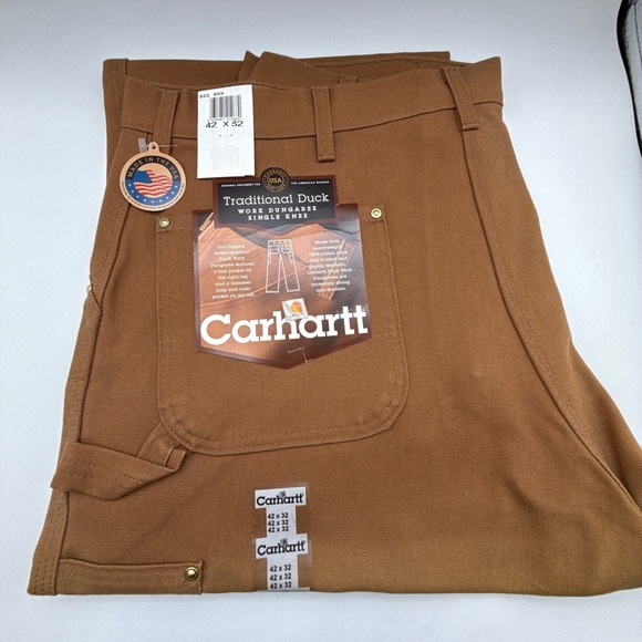 Carhartt Traditional Duck Work Dungaree B02 BRN Pants Mens 42x32 NWT NOS